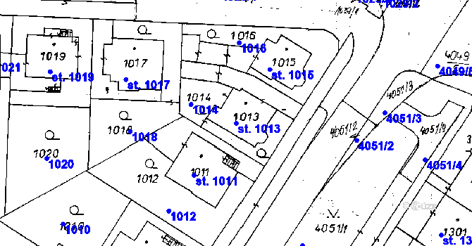 Parcela st. 1013 v KÚ Poděbrady, Katastrální mapa