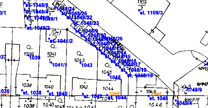 Parcela st. 1048/15 v KÚ Poděbrady, Katastrální mapa