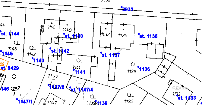 Parcela st. 1137 v KÚ Poděbrady, Katastrální mapa