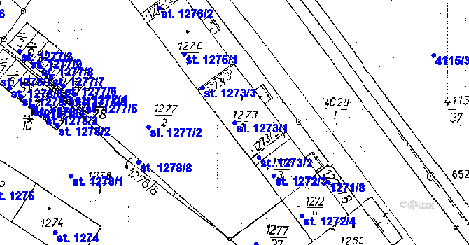 Parcela st. 1273/1 v KÚ Poděbrady, Katastrální mapa