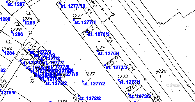 Parcela st. 1276/1 v KÚ Poděbrady, Katastrální mapa