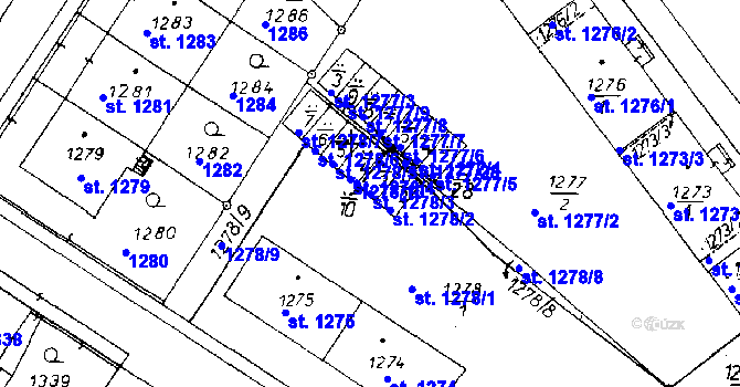Parcela st. 1278/3 v KÚ Poděbrady, Katastrální mapa