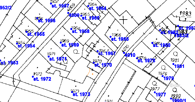 Parcela st. 1967 v KÚ Poděbrady, Katastrální mapa