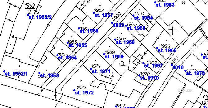 Parcela st. 1969 v KÚ Poděbrady, Katastrální mapa