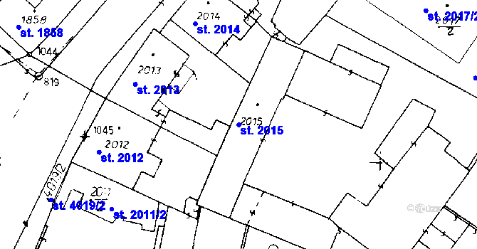 Parcela st. 2015 v KÚ Poděbrady, Katastrální mapa