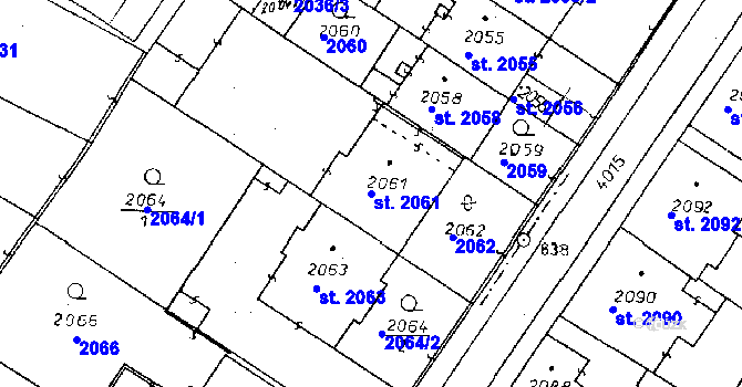 Parcela st. 2061 v KÚ Poděbrady, Katastrální mapa
