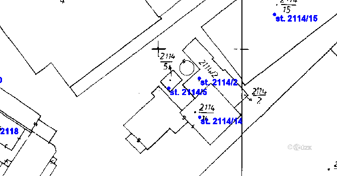 Parcela st. 2114/5 v KÚ Poděbrady, Katastrální mapa
