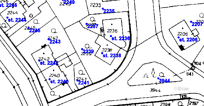 Parcela st. 2238 v KÚ Poděbrady, Katastrální mapa