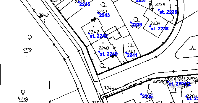 Parcela st. 2240 v KÚ Poděbrady, Katastrální mapa