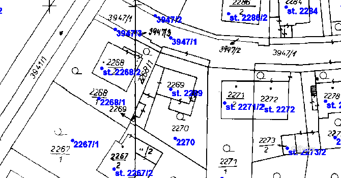 Parcela st. 2269 v KÚ Poděbrady, Katastrální mapa