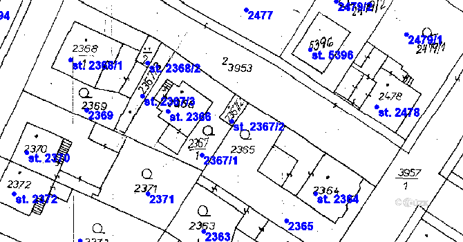 Parcela st. 2367/2 v KÚ Poděbrady, Katastrální mapa