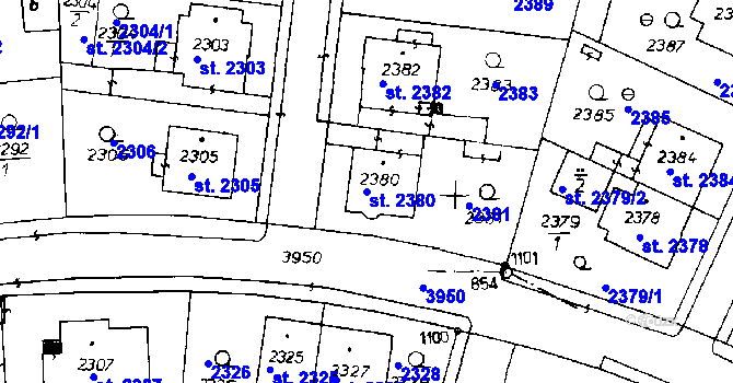 Parcela st. 2380 v KÚ Poděbrady, Katastrální mapa