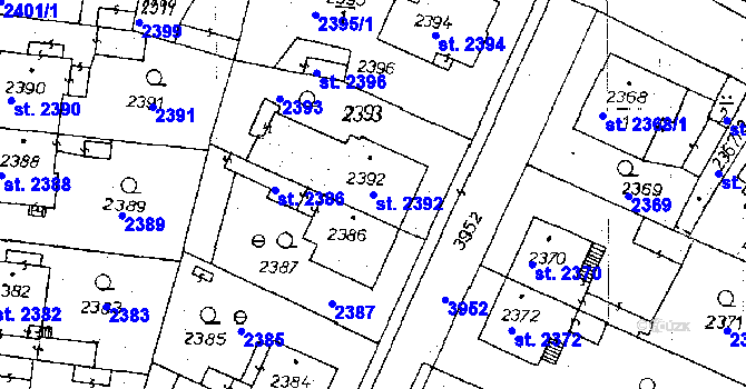 Parcela st. 2392 v KÚ Poděbrady, Katastrální mapa