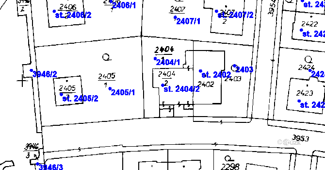 Parcela st. 2404/2 v KÚ Poděbrady, Katastrální mapa