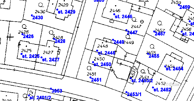 Parcela st. 2448 v KÚ Poděbrady, Katastrální mapa