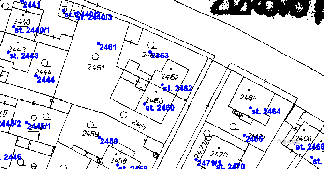 Parcela st. 2462 v KÚ Poděbrady, Katastrální mapa