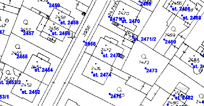 Parcela st. 2472 v KÚ Poděbrady, Katastrální mapa