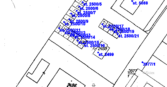 Parcela st. 2500/16 v KÚ Poděbrady, Katastrální mapa
