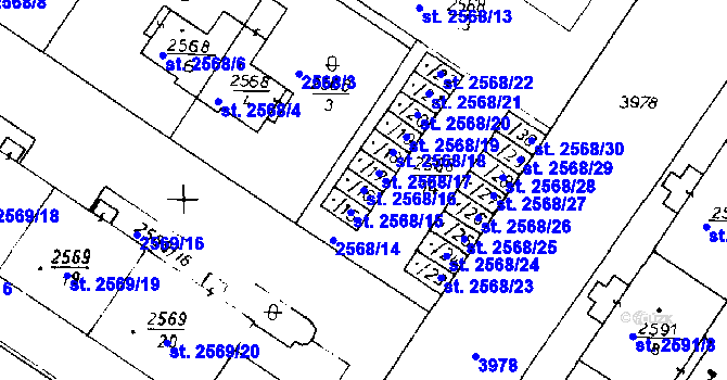 Parcela st. 2568/16 v KÚ Poděbrady, Katastrální mapa