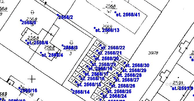Parcela st. 2568/21 v KÚ Poděbrady, Katastrální mapa