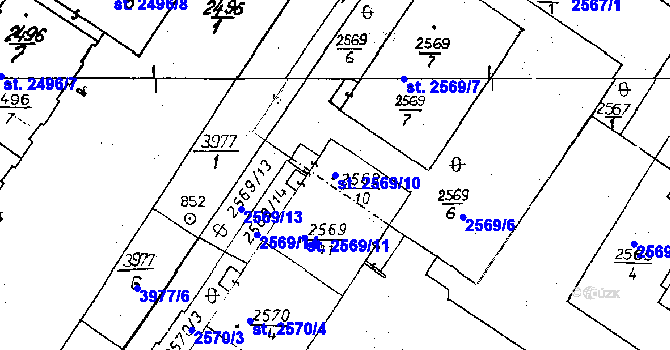 Parcela st. 2569/10 v KÚ Poděbrady, Katastrální mapa