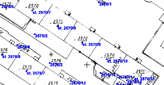 Parcela st. 2570/9 v KÚ Poděbrady, Katastrální mapa