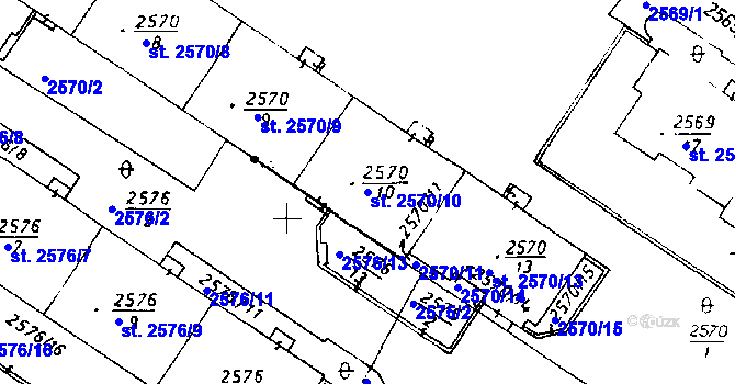 Parcela st. 2570/10 v KÚ Poděbrady, Katastrální mapa