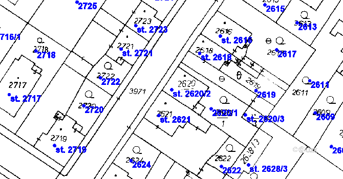 Parcela st. 2620/2 v KÚ Poděbrady, Katastrální mapa