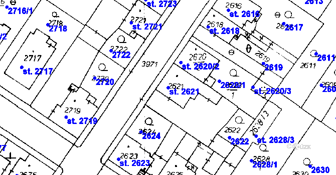 Parcela st. 2621 v KÚ Poděbrady, Katastrální mapa