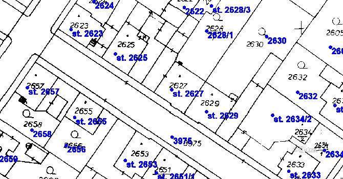 Parcela st. 2627 v KÚ Poděbrady, Katastrální mapa
