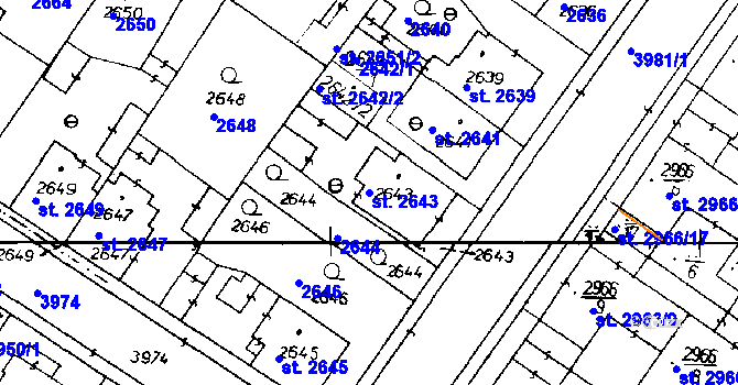 Parcela st. 2643 v KÚ Poděbrady, Katastrální mapa