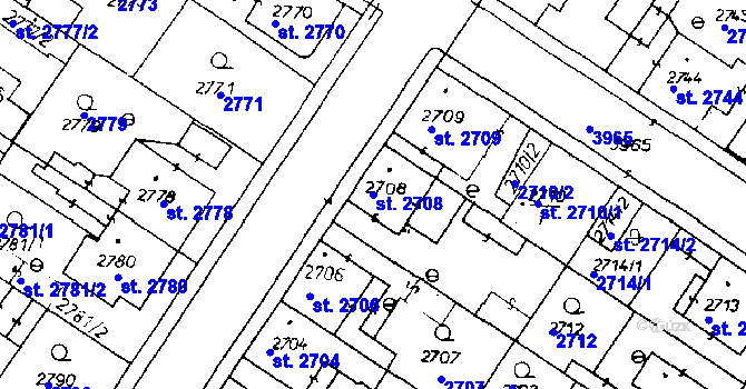 Parcela st. 2708 v KÚ Poděbrady, Katastrální mapa