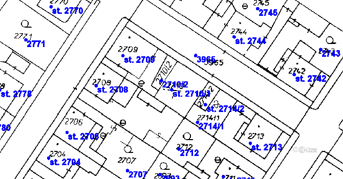 Parcela st. 2710/1 v KÚ Poděbrady, Katastrální mapa