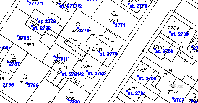 Parcela st. 2778 v KÚ Poděbrady, Katastrální mapa