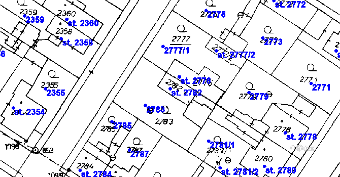 Parcela st. 2782 v KÚ Poděbrady, Katastrální mapa