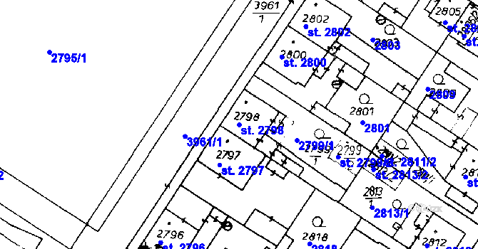 Parcela st. 2798 v KÚ Poděbrady, Katastrální mapa