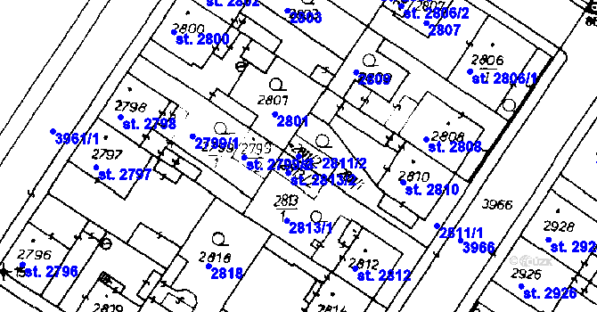 Parcela st. 2811/2 v KÚ Poděbrady, Katastrální mapa