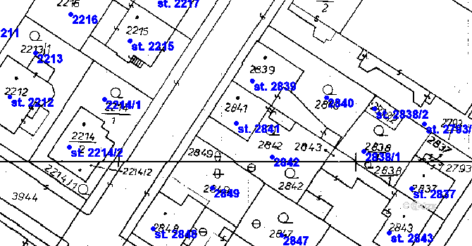 Parcela st. 2841 v KÚ Poděbrady, Katastrální mapa