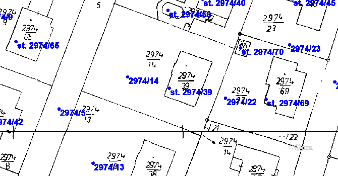 Parcela st. 2974/39 v KÚ Poděbrady, Katastrální mapa