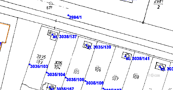 Parcela st. 3035/139 v KÚ Poděbrady, Katastrální mapa