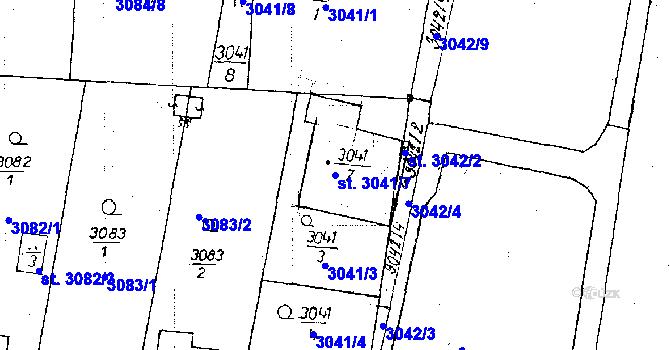 Parcela st. 3041/7 v KÚ Poděbrady, Katastrální mapa