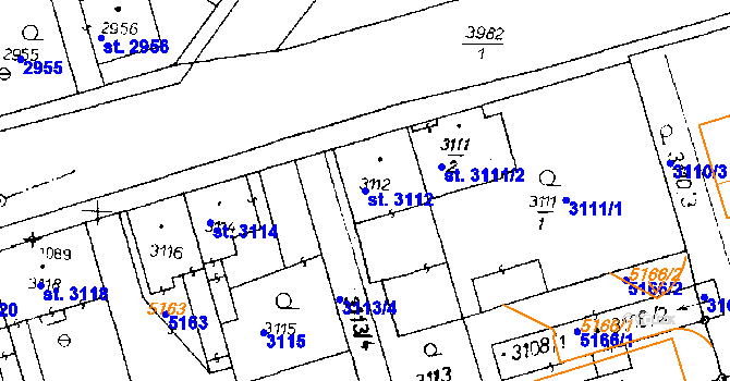 Parcela st. 3112 v KÚ Poděbrady, Katastrální mapa