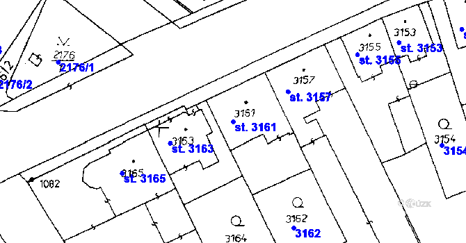 Parcela st. 3161 v KÚ Poděbrady, Katastrální mapa