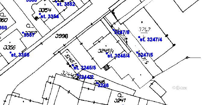 Parcela st. 3245 v KÚ Poděbrady, Katastrální mapa