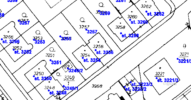 Parcela st. 3256 v KÚ Poděbrady, Katastrální mapa
