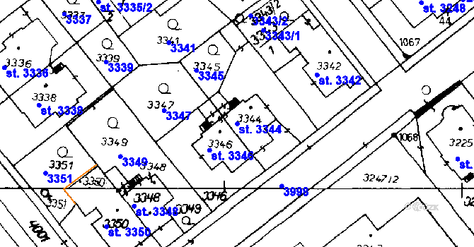 Parcela st. 3344 v KÚ Poděbrady, Katastrální mapa