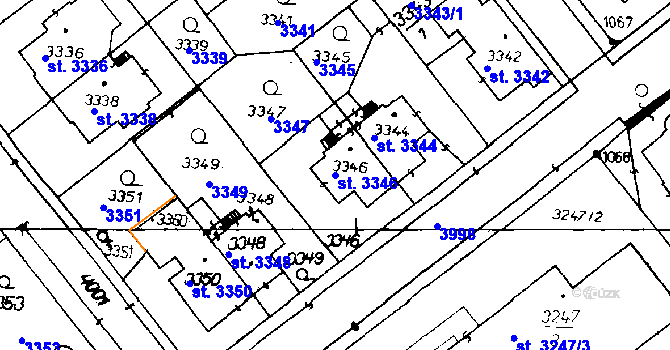 Parcela st. 3346 v KÚ Poděbrady, Katastrální mapa