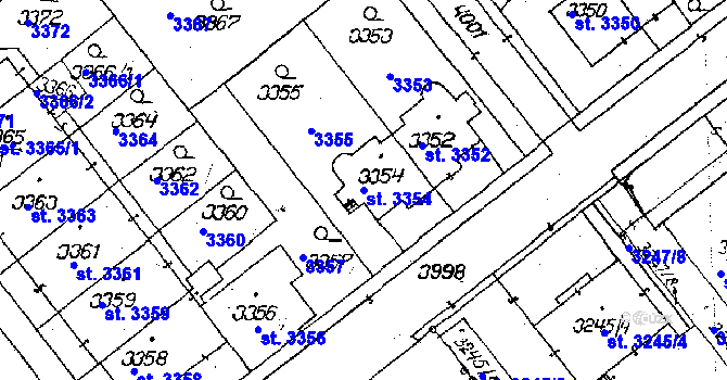 Parcela st. 3354 v KÚ Poděbrady, Katastrální mapa