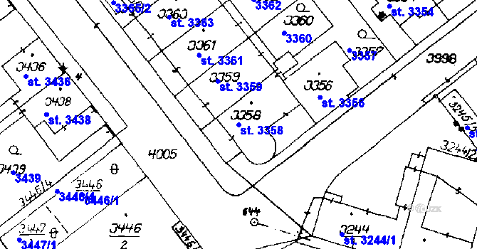 Parcela st. 3358 v KÚ Poděbrady, Katastrální mapa