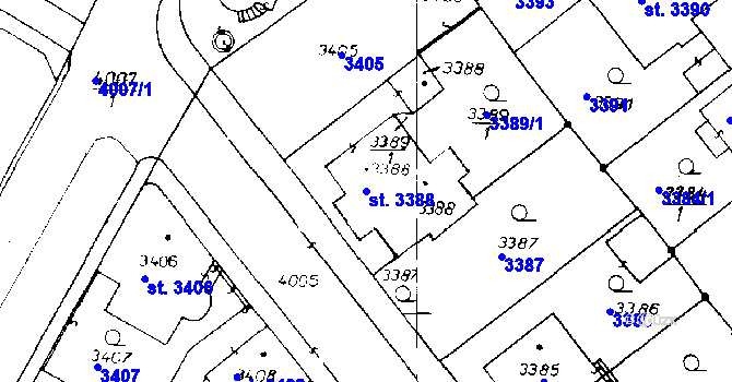 Parcela st. 3388 v KÚ Poděbrady, Katastrální mapa